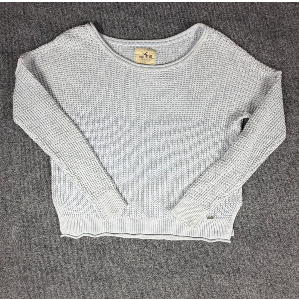 Hollister Womens Light Blue Waffle Knit Scoop Neck Sweater Size S Small